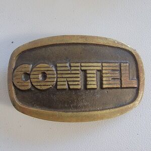 Contel Vintage Brass Belt Buckle 3" x 2" Solid Metal Western Style